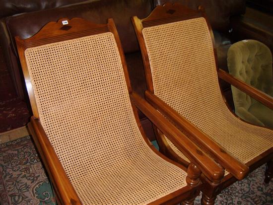 Pr cane seat steamer chairs